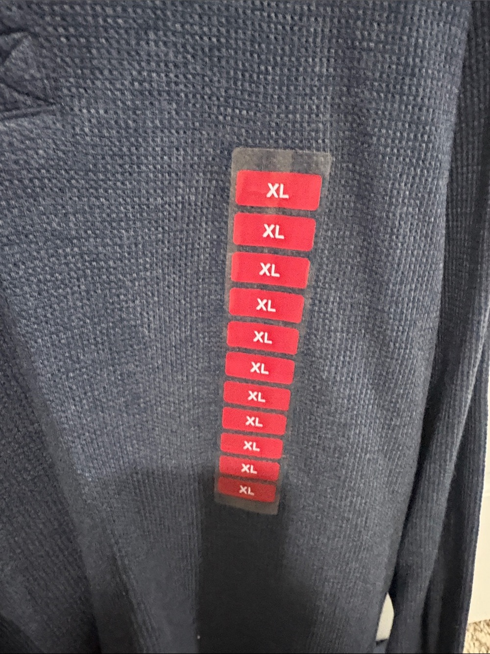 Long Sleeve Waffle Henley Shirt - Blue - Picture 3 of 4